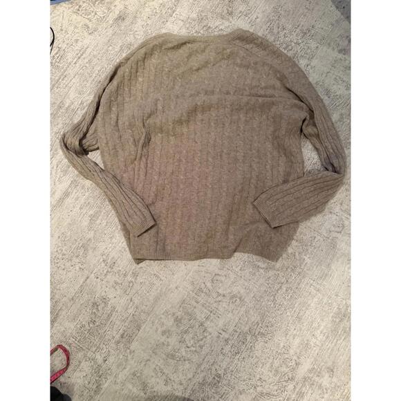 Reformation Giusta Oversized Beige Brown Cashmere Cable Knit Cardigan L - Picture 4 of 6